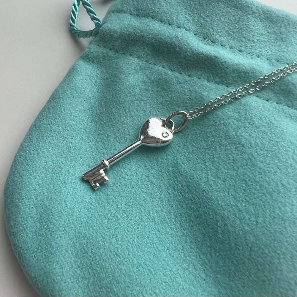 Tiffany & Co. Sterling Silver Diamond Heart Key